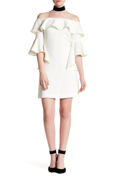 Issue New York Off The Shoulder Dress In Ivory In Beige