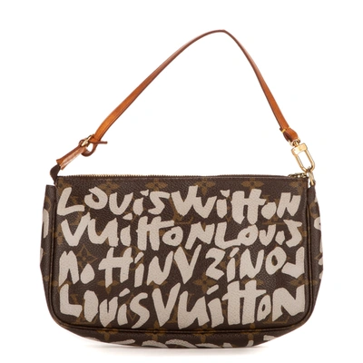 Pre-owned Louis Vuitton Stephen Sprouse Graffiti Accessory Pouch In Beige