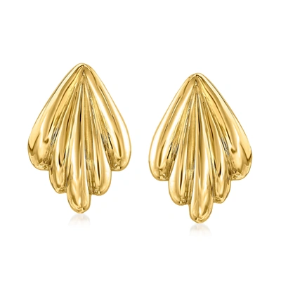 Ross-simons Italian 18kt Yellow Gold Grooved Earrings
