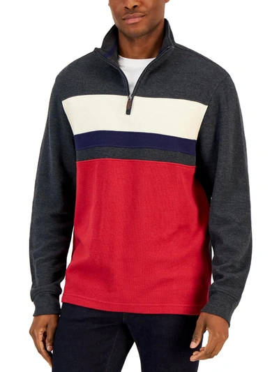 Club Room Mens 1/4 Zip Mock Neck Pullover Sweater In Red