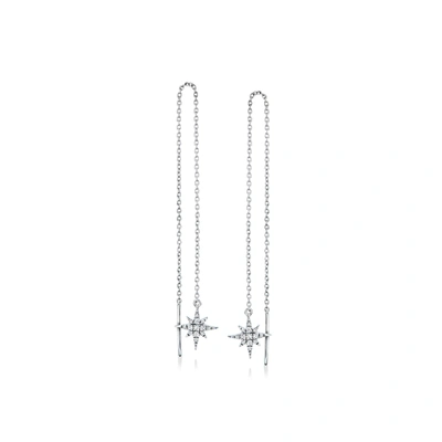 Rs Pure By Ross-simons Diamond North Star Threader Earrings In Sterling Silver