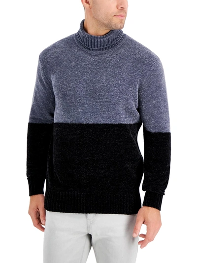 Alfani Equator Mens Chenille Colorblock Turtleneck Sweater In Purple