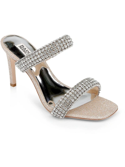 Badgley Mischka 85mm Crystal-embellished Glittery Mules In Silver