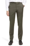 Berle Flat Front Modern Fit Gabardine Stretch Wool Trousers In Green