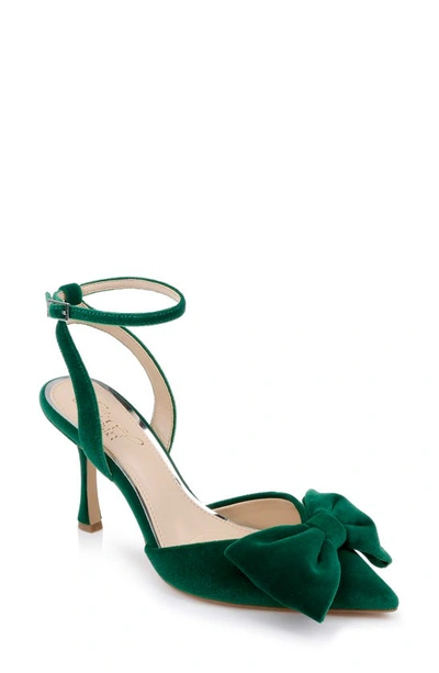 Jewel Badgley Mischka Women's Yanna Bow Detail Evening Pumps In Green Velvet