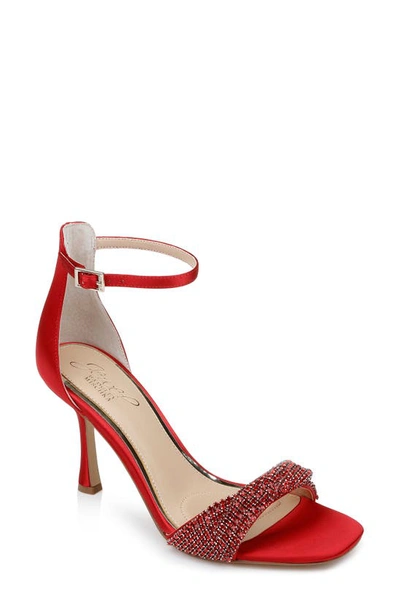 Jewel Badgley Mischka Yesia Crystal Sandal In Luscious Red