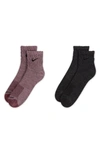 Nike 2-pack Everyday Cushion Ankle Socks In Burgundy/ Black