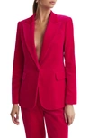 Reiss Rosa Velvet-texture Regular-fit Stretch Cotton-blend Blazer In Pink