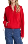 Bp. Fleece Half Zip Pullover In Red Salsa