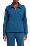 Beyond Yoga Trek Half Zip Pullover In Blue Gem