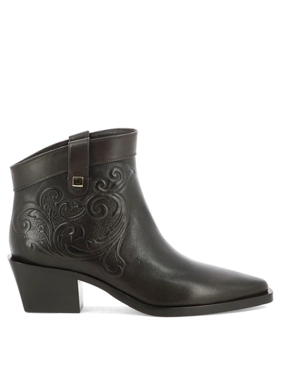 Skorpios Alexandra Cordoba Embossed Leather Ankle Boots In Black