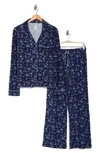 Honeydew Intimates Quiet Night Long Sleeve Button-up Top & Pants Pajamas In Zealous Mixed Floral