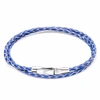 ANCHOR & CREW ROYAL BLUE LIVERPOOL SILVER & BRAIDED LEATHER BRACELET