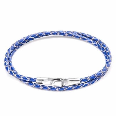 Anchor & Crew Royal Blue Liverpool Silver & Braided Leather Bracelet