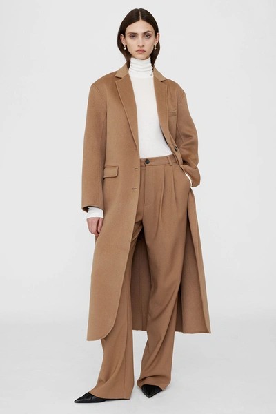 Anine Bing Quinn Coat In Camel Cashmere Blend In Oat