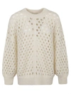 Isabel Marant Wool Jumper With Balloon Sleeves And Crew Neck In Beige