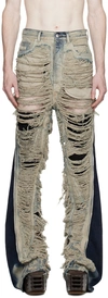 Rick Owens Bolan Ripped Bootcut Jeans In 98 Hustler Blue Shre