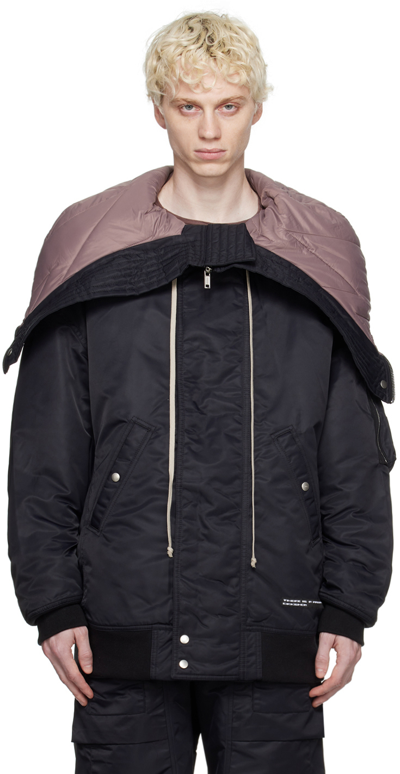 Rick Owens Drkshdw Black Hooded Bomber Jacket