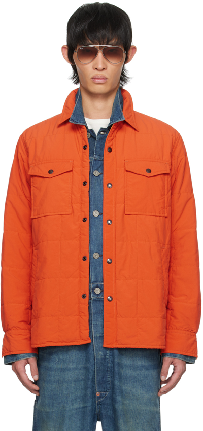 Rrl Mountaineer Quilted Shell Shirt Jacket In Orange