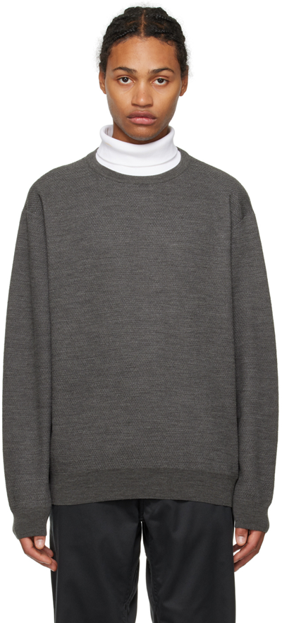 Nanamica Grey Crewneck Jumper In Ch Charcoal