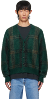 Re/done Green 60s Cardigan In Emerald Plaid