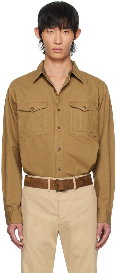 Rrl Garment-dyed Twill Shirt In Rl-662 Faded Tan