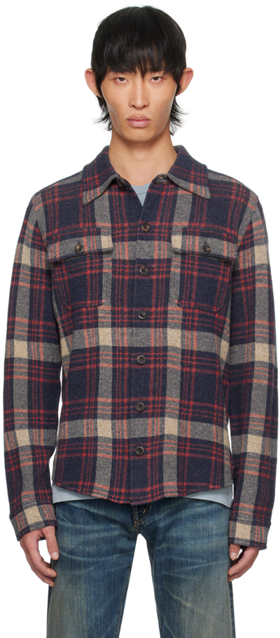 Rrl Matlock Checked Wool, Linen And Cashmere-blend Shirt In Red Blue Multi