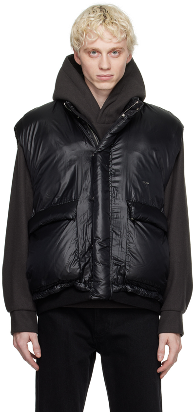 Wooyoungmi Green Stand Collar Down Vest In Black 971b