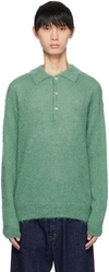 AURALEE GREEN BRUSHED POLO