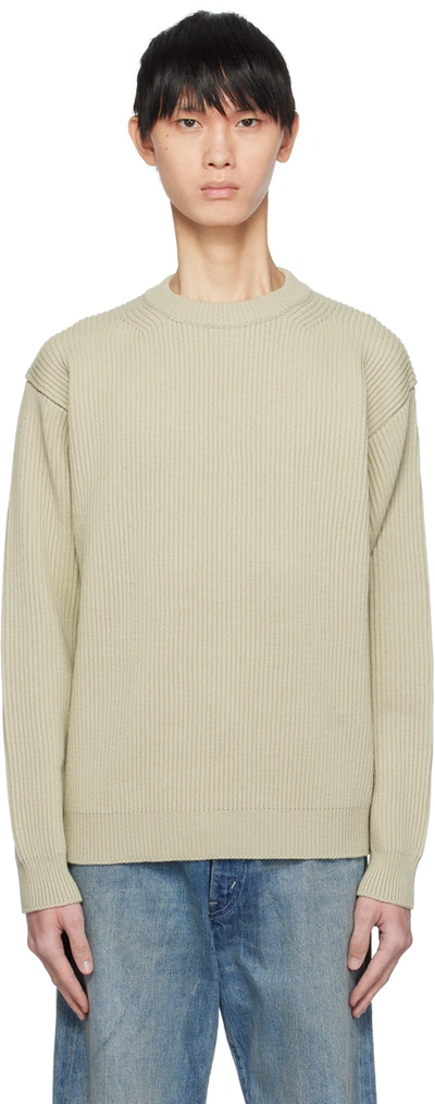 Auralee Khaki Crewneck Sweater In 24589270 Light Khaki