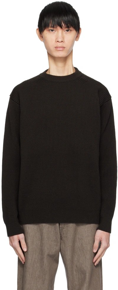 Auralee Brown Crewneck Sweater In 24589272 Dark Brown
