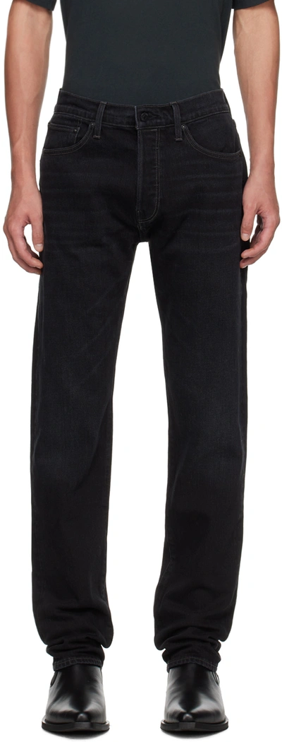 Re/done Black 60s Slim Jeans In Pitch Black