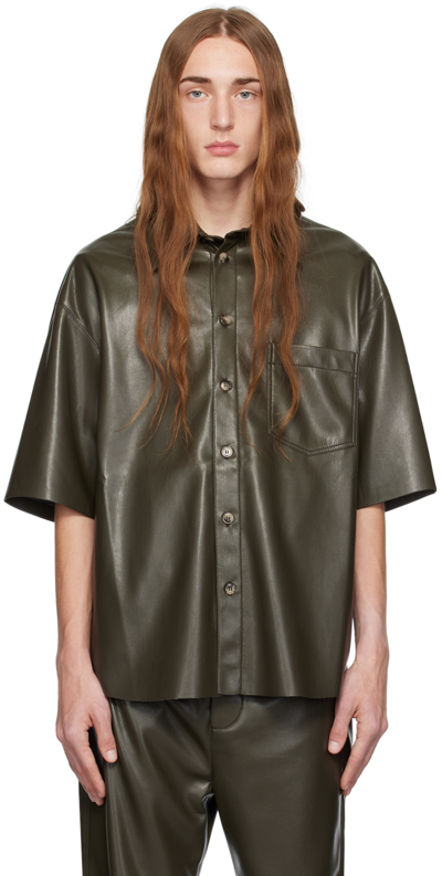 Nanushka Gray Casmir Vegan Leather Shirt In Soil