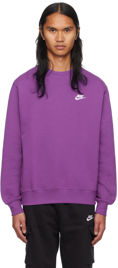Nike Purple Crewneck Sweatshirt In Purple Cosmos/white