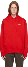 Nike Solid Color Hoodie With Maxi Patch Pocket In University Red/unive