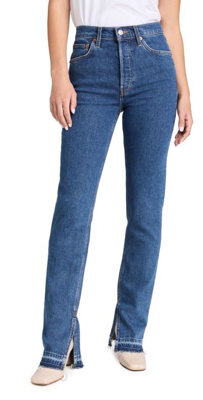 Re/done 70s High Rise Skinny Boot Jeans In Western Rinse