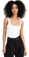 Good American Sleeveless Square Neck Tank Bodysuit In White001