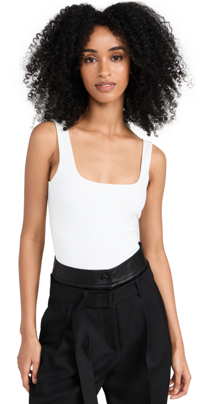 Good American Sleeveless Square Neck Tank Bodysuit In White