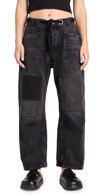 Free People Moxie Low Rise Drawstring Barrel Leg Jeans In Night Hawk
