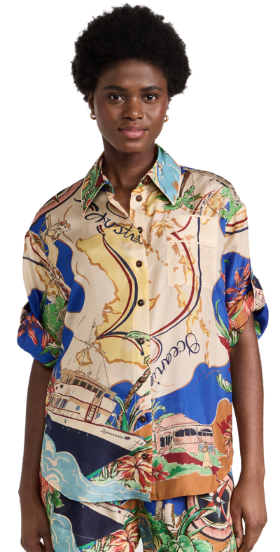 Zimmermann Alight Short-sleeve Shirt In Multicolour