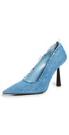 Gia Borghini Woman Pumps Blue Size 8 Textile Fibers In Denim