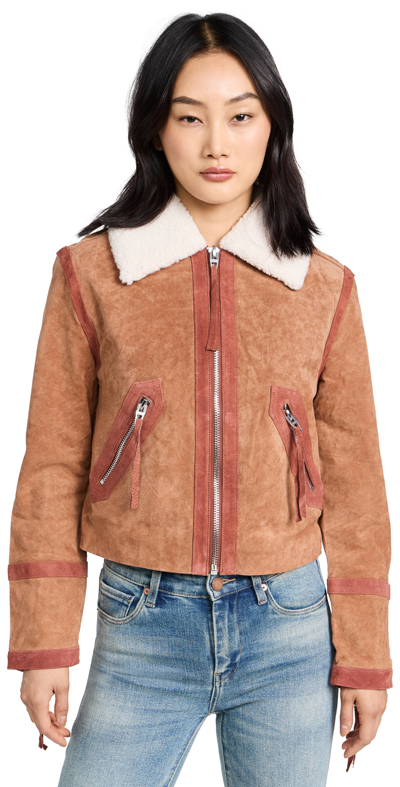 Blanknyc Faux Fur Collar Leather Jacket In Honey