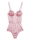 Fleur Du Mal Satin Bullet Bodysuit In Rose Pink