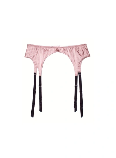 Fleur Du Mal Top Stitch Garter Belt In Rose Pink