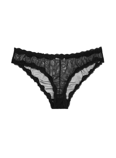 Fleur Du Mal Lace-trimmed Tulle Briefs In Black