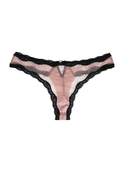 Fleur Du Mal Sheer Tulle Thong In Petal