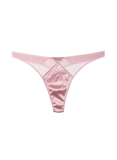 Fleur Du Mal Top Stitch Thong In Rose Pink