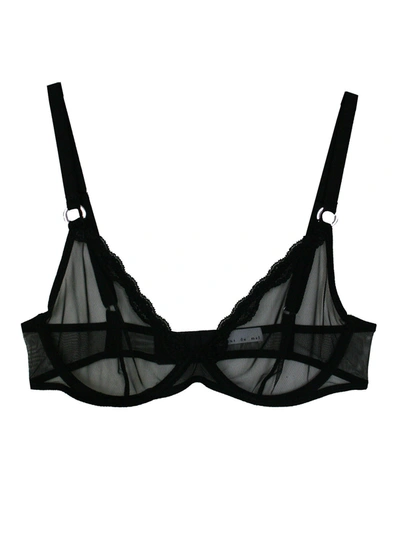 Fleur Du Mal Sheer Tulle Demi Bra In Black