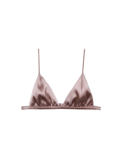 Fleur Du Mal Luxe Triangle Bra In Tan