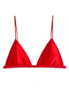 Fleur Du Mal Luxe Triangle Bra In Rouge